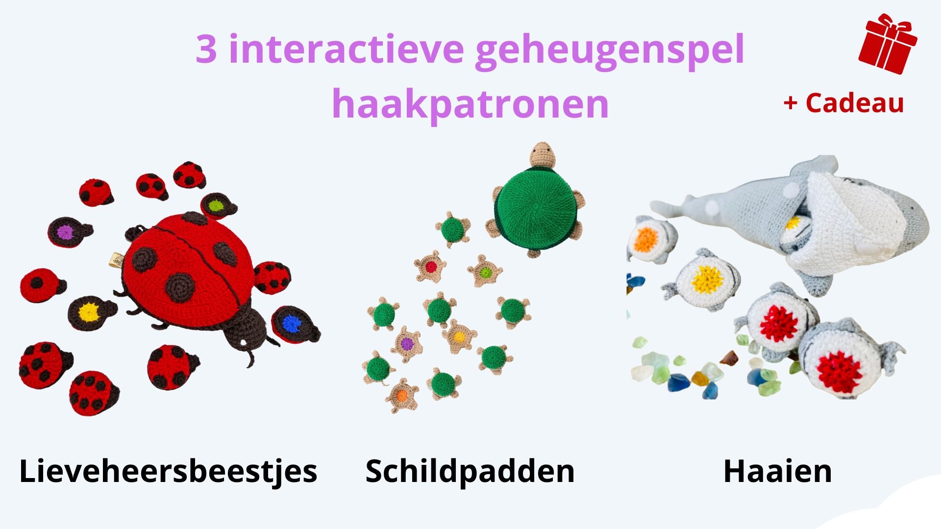 3 interactieve geheugenspel haakpatronen