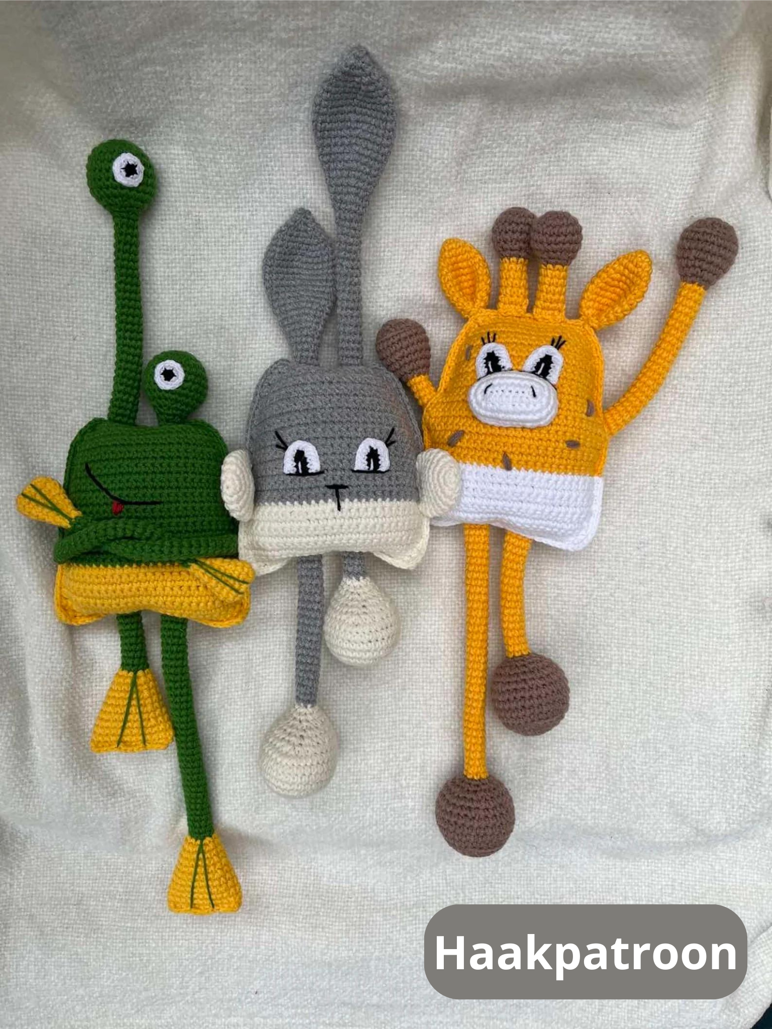 Kikker, Konijn & Giraf Baby Uitrekbare Hangspeelgoed Haakpatroon