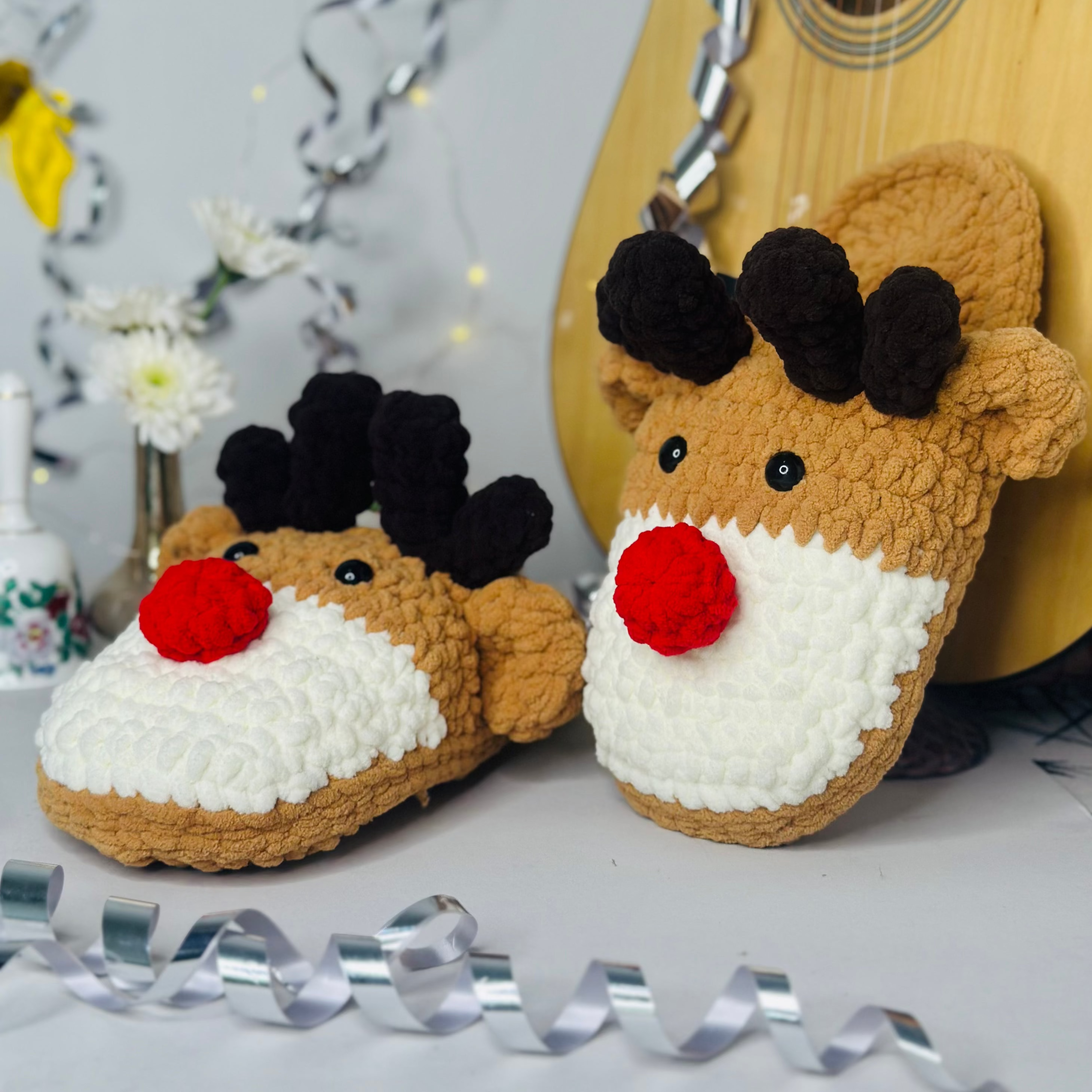 Haakpatroon: Rendier Kerstsloffen