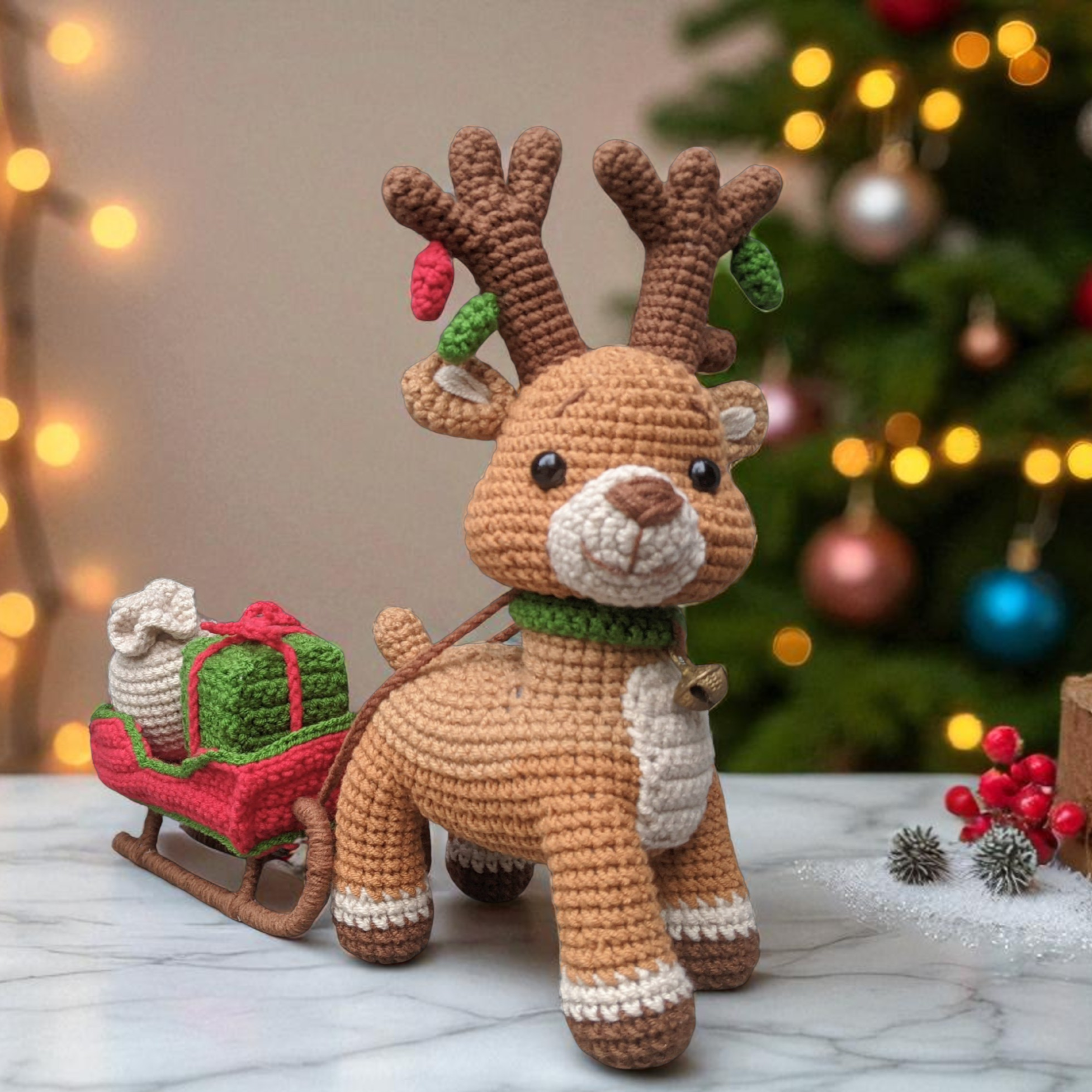 Rendier met Slee Haakpatroon