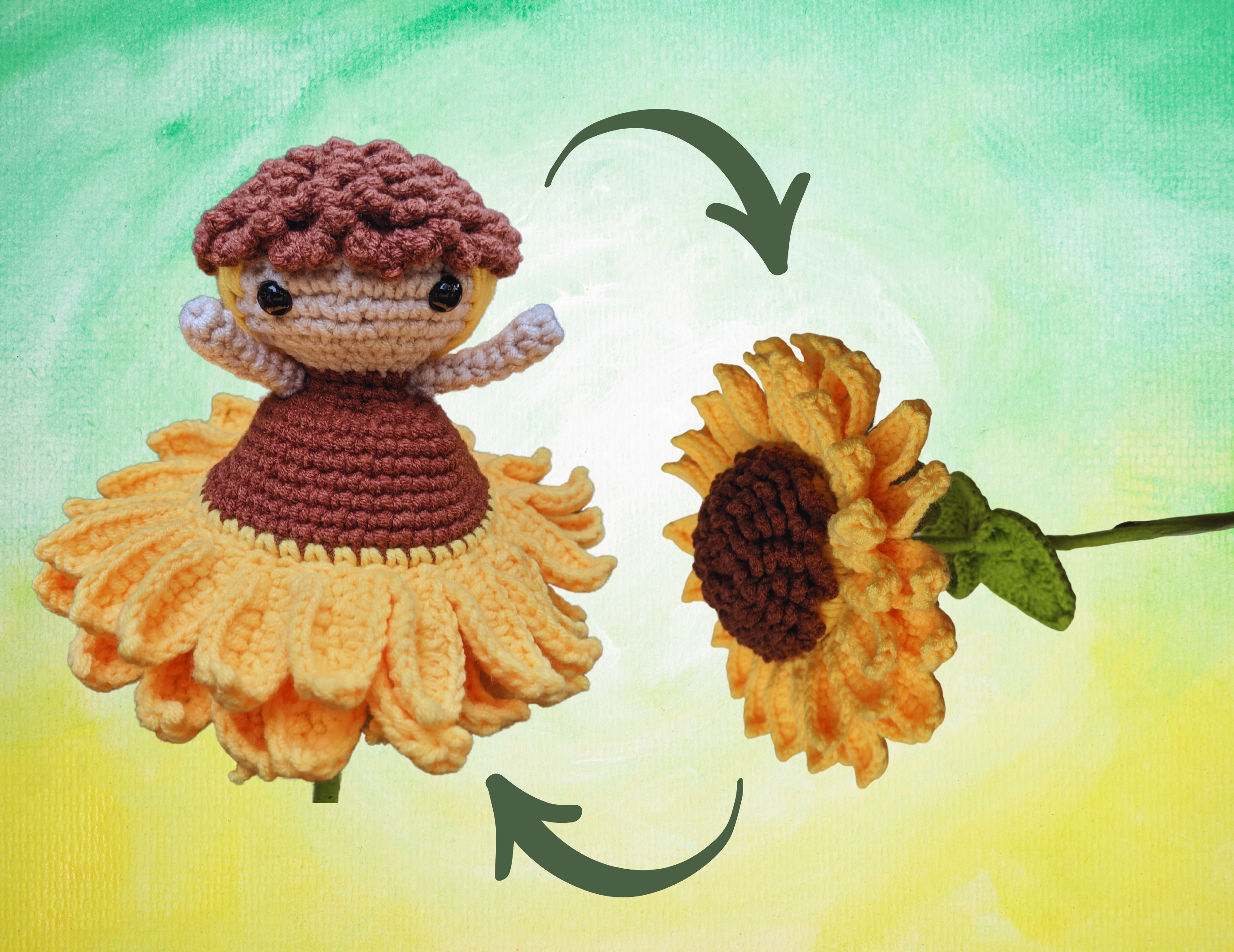 Zonnebloem Omkeerbaar Amigurumi Haakpatroon