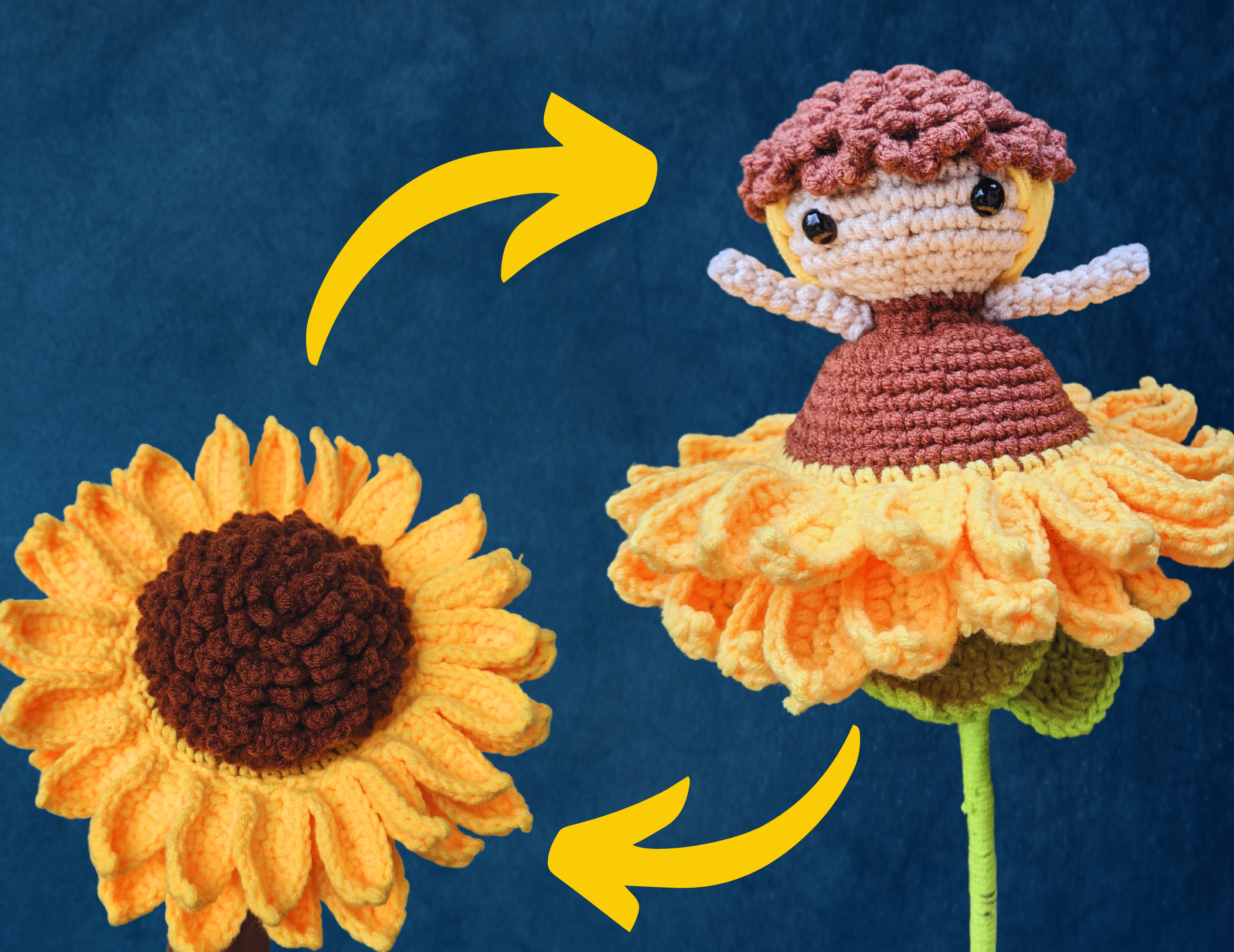 Zonnebloem Omkeerbaar Amigurumi Haakpatroon