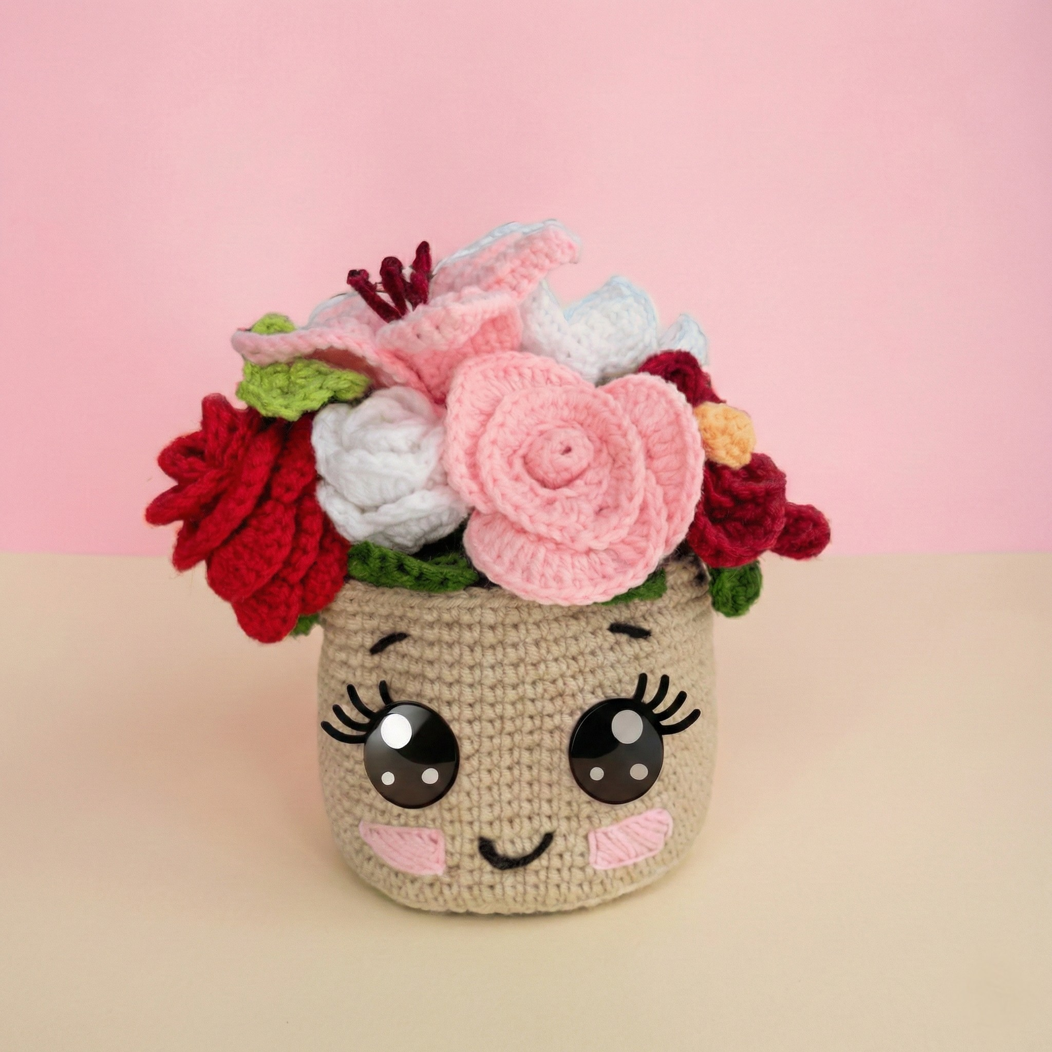 Schattige Pot met 5 Bloemen Haakpatroon - Afbeelding 2