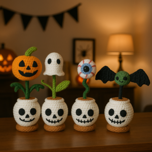 halloween schedel bloempot set – haakpatroon