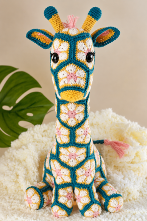 giraffe met afrikaanse bloemen – haakpatroon