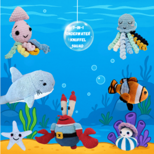 7 in 1 onderwater knuffel squad haakpatroon + gratis cadeau 🎁