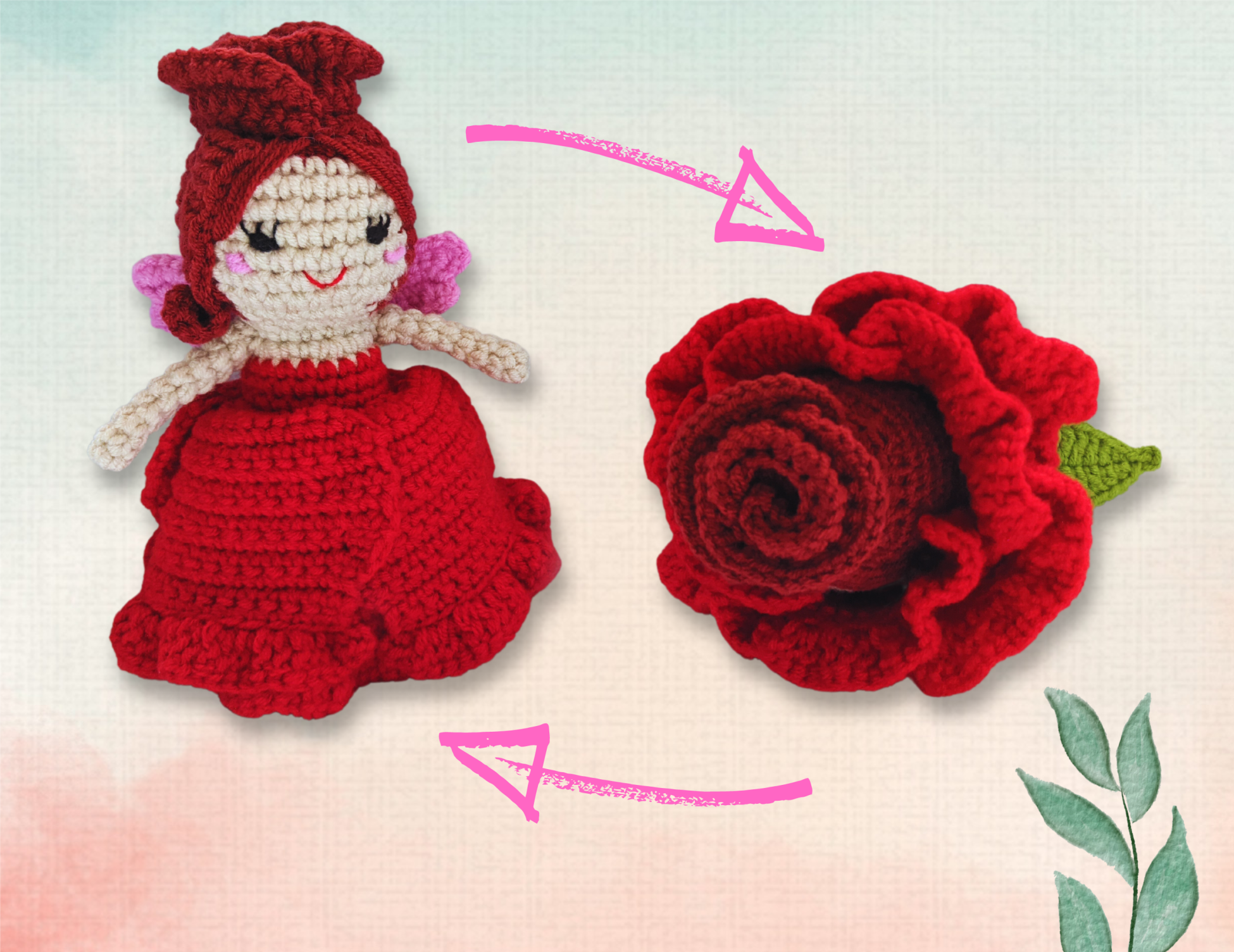 Omkeerbare Rozenfee Amigurumi Haakpatroon