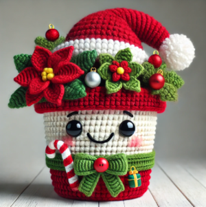 Vrolijke Poinsettia Claus Bloempot Haakpatroon