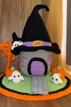 heksenhuis voor halloween haakpatroon